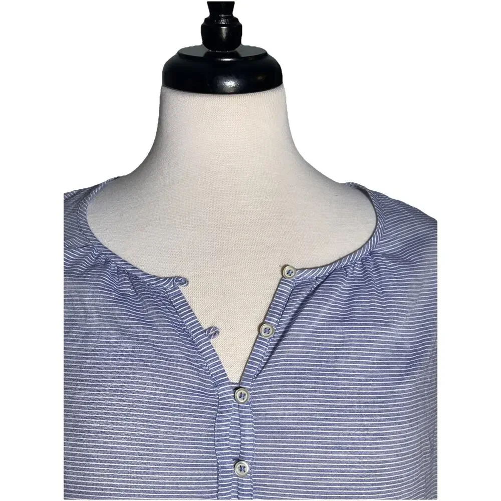 Talbots Blouse Women's Size Medium Embroidery & Beading Eyelet Sleeveless Stripe - Picture 2 of 6